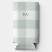 Mit Monogramm Gingham Karo Green Selters Dosenkühler (Rückseite)