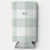 Mit Monogramm Gingham Karo Green Selters Dosenkühler (Vorderseite)