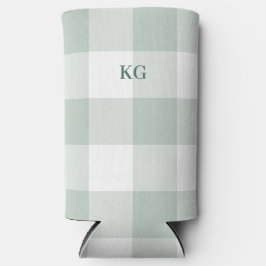 Mit Monogramm Gingham Karo Green Selters Dosenkühler
