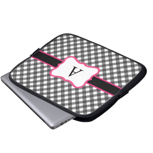 Mit Monogramm Gingham Laptop Case (Vorne Knopf)