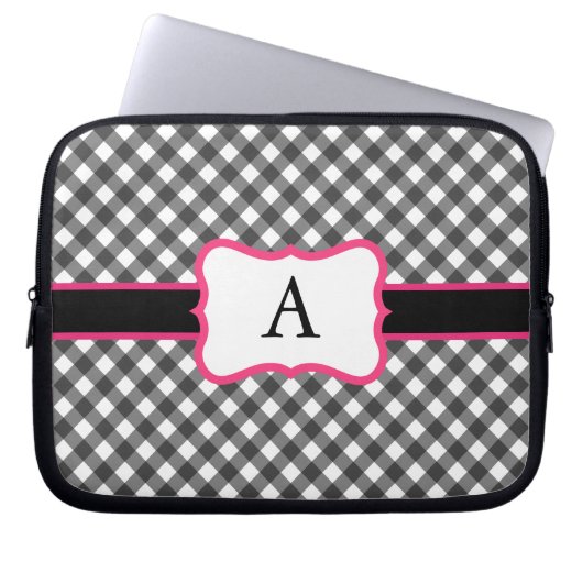 Mit Monogramm Gingham Laptop Case (Vorderseite)