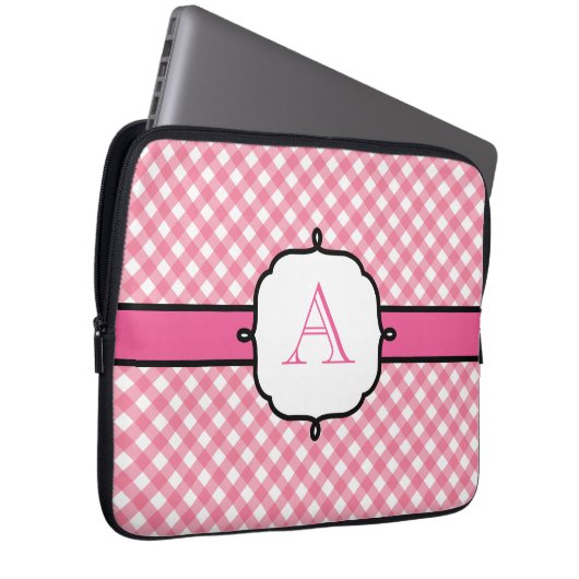 Mit Monogramm Gingham Laptop Case (Vorne Rechts)