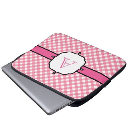 Mit Monogramm Gingham Laptop Case (Vorne Knopf)
