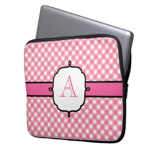 Mit Monogramm Gingham Laptop Case (Vorderseite Links)