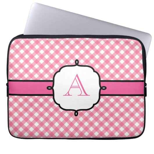 Mit Monogramm Gingham Laptop Case (Vorderseite)