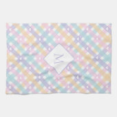 Mit Monogramm Gingham Plaid Hearts Geschirrtuch (Horizontal)