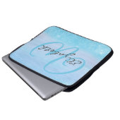 Mit Monogramm Girl Blue Ombre Soft Glitzer Shimmer Laptopschutzhülle (Vorne Knopf)