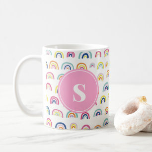 Mit Monogramm Girl-Niedliches Regenbogenmuster Kaffeetasse