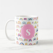 Mit Monogramm Girl-Niedliches Regenbogenmuster Kaffeetasse (Links)
