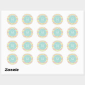 Mit Monogramm Girl Zickzack Rainbow Modern Runder Aufkleber (Blatt)