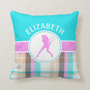 Mit Monogramm Girl's Tennis Sommer Tartan Kissen