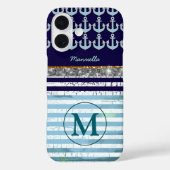 Mit Monogramm Girlstreifen Case-Mate iPhone Hülle (Rückseite)