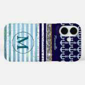 Mit Monogramm Girlstreifen Case-Mate iPhone Hülle (Rückseite (Horizontal))
