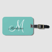 mit Monogramm Girly Elegante Einfache Aquamarine R