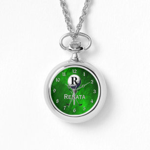 Mit Monogramm Girly Golf Green Armbanduhr