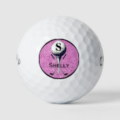 Mit Monogramm Girly Golf T-Shirt Golfball (Vorderseite)