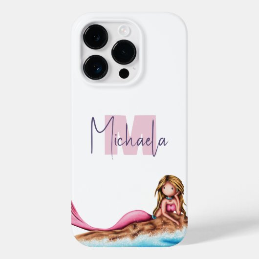Mit Monogramm Girly Mermaid Case-Mate iPhone Hülle (Rückseite)