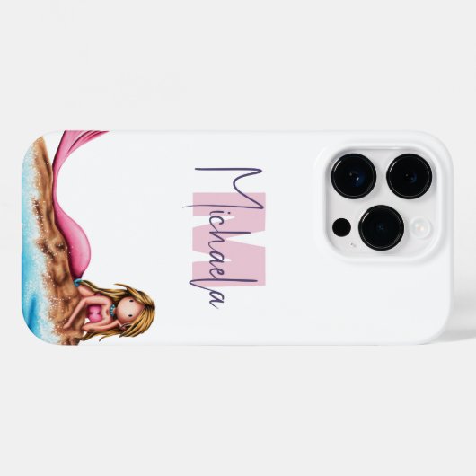 Mit Monogramm Girly Mermaid Case-Mate iPhone Hülle (Rückseite (Horizontal))