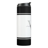 Mit Monogramm Girly Modern Trendscript Schwarz-wei Thermosbecher (Nach links gedreht)