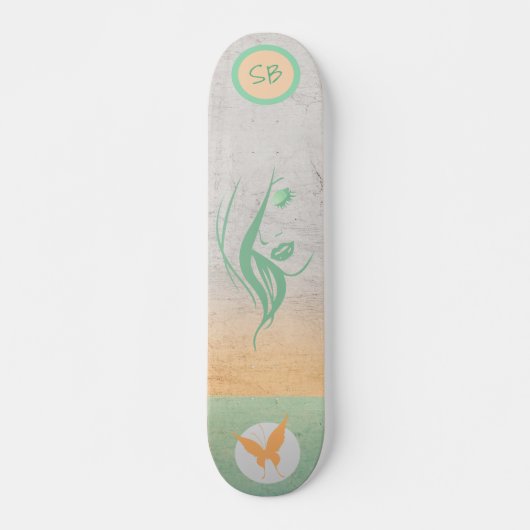 Mit Monogramm Girly Skateboard mit Schmetterling (Vorne)