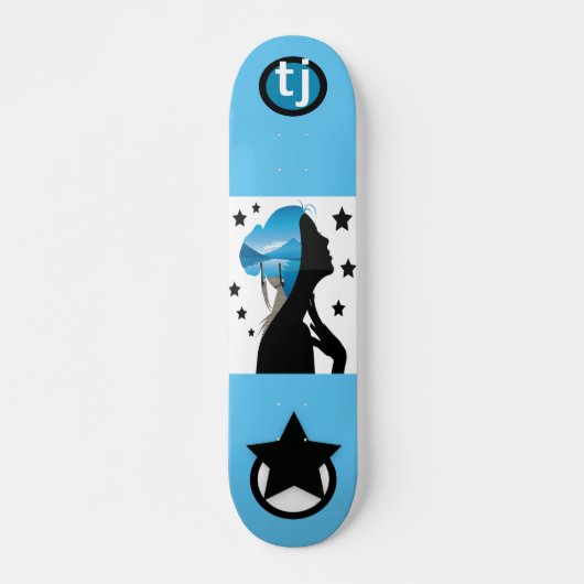 Mit Monogramm Girly Skateboard mit Sternen (Vorne)