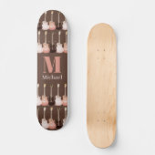 Mit Monogramm Gitarrenmuster Brown Skateboard (Vorderseite)