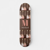 Mit Monogramm Gitarrenmuster Brown Skateboard (Vorne)
