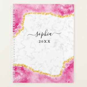 Mit Monogramm Glam Marble Pink Gold Glitzer Planer