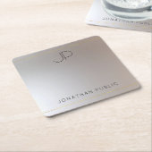 Mit Monogramm Glamour für Silver Template Rechteckiger Pappuntersetzer (angewinkelt)