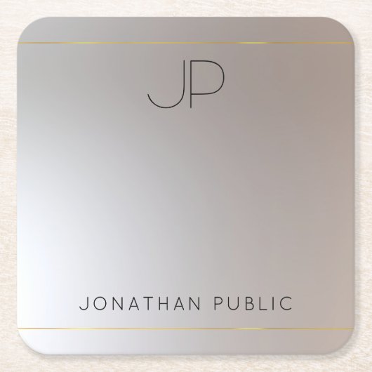 Mit Monogramm Glamour für Silver Template Rechteckiger Pappuntersetzer (Vorderseite)