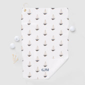 Mit Monogramm, glatter Segelbock an der Küste Golfhandtuch (Insitu)