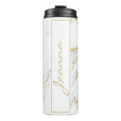 Mit Monogramm Glitzer aus weißem Marmor Thermosbecher (Vorderseite)