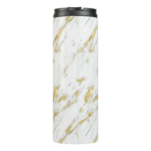 Mit Monogramm Glitzer aus weißem Marmor Thermosbecher (Rückseite)