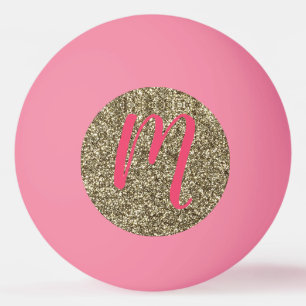 Mit Monogramm Glitzer-elegantes Rosa und Gold Tischtennisball