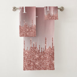 Mit Monogramm Glitzer für die Rose Gold Badhandtuch Set