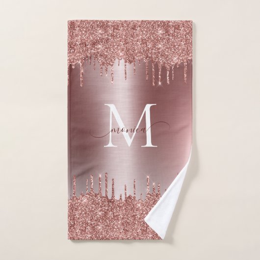 Mit Monogramm Glitzer für die Rose Gold Badhandtuch Set (Handtuch)