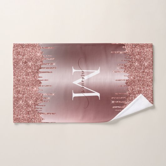 Mit Monogramm Glitzer für die Rose Gold Badhandtuch Set (Handtuch)