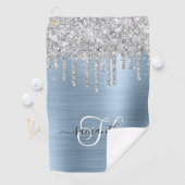 Mit Monogramm Glitzer für Light Blue und Silver Dr Golfhandtuch (Insitu)