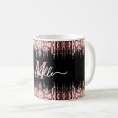 Mit Monogramm Glitzer Sparkle Rose Kaffeetasse (VorderseiteRechts)