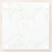 Mit Monogramm Glitzer über weißem Marmor Glasuntersetzer (Rückseite)