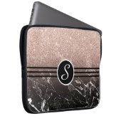 Mit Monogramm Glitzer und Marmor Laptopschutzhülle (Vorne Rechts)