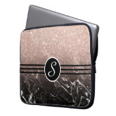 Mit Monogramm Glitzer und Marmor Laptopschutzhülle (Vorderseite Links)
