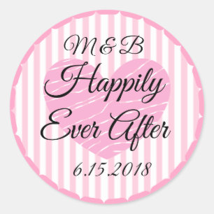 Mit Monogramm glücklich je nach Hochzeitsticker Runder Aufkleber