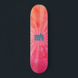 Mit Monogramm glühende Sonnenuntergänge Skateboard<br><div class="desc">Ein modernes grunes Röntgenmuster in Orange und Rosa mit einem gut bearbeitbaren Monogramm in Grau. Anpassen,  indem Sie den Text im Textfeld bearbeiten oder Text ohne Monogramm löschen.</div>