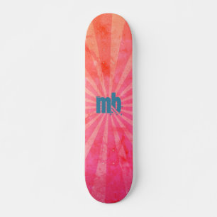 Mit Monogramm glühende Sonnenuntergänge Skateboard