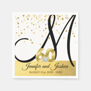Mit Monogramm Gold 60. Hochzeitstag Napkins Serviette