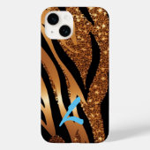 Mit Monogramm Gold Agate Tiger Leopard Glitzer Case-Mate iPhone Hülle (Rückseite)