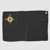 Mit Monogramm Gold Ball und Clubs Golfhandtuch (Horizontal)