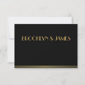 Mit Monogramm Gold Black Great Gatsby Wedding RSVP (Rückseite)
