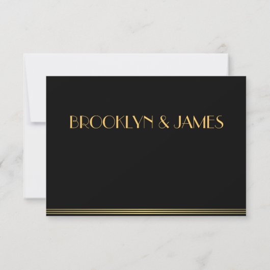 Mit Monogramm Gold Black Great Gatsby Wedding RSVP (Rückseite)